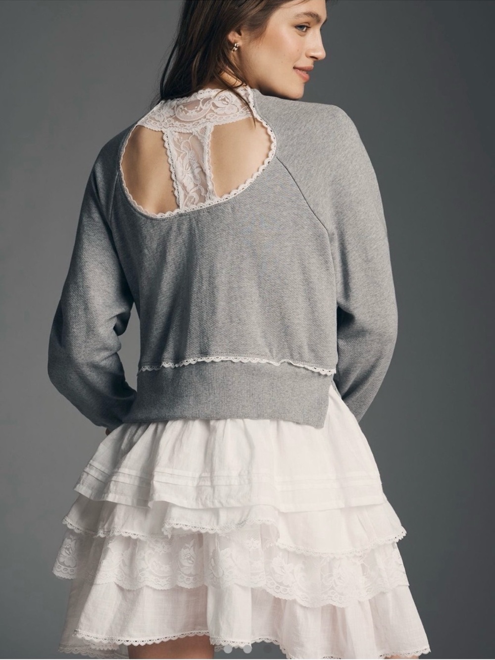 Anthropologie Gray/white dress